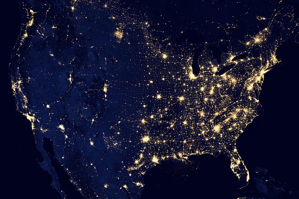 The United States at night seen from space